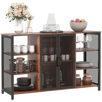 HOMCOM Aparador de cocina 120x40x76 cm marr&oacute;n r&uacute;stico