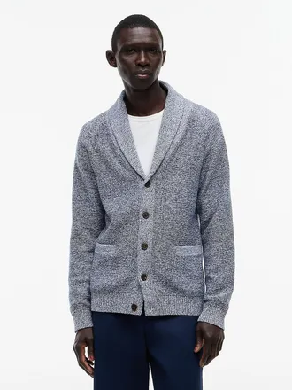 Tommy Hilfiger Mens Marled Shawl Collar Cardigan - Washed Navy - L