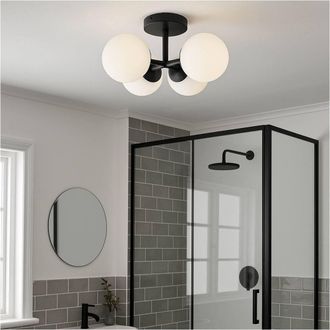 Loops Stylish Black LED Ceiling Light for Modern Indoor Bathroom Decor