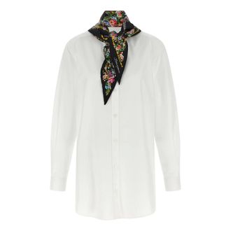 Dolce & Gabbana Poplin Shirt with Silk Scarf - female - Dolce & Gabbana - Shirts - White - S - Blouses & Shirts