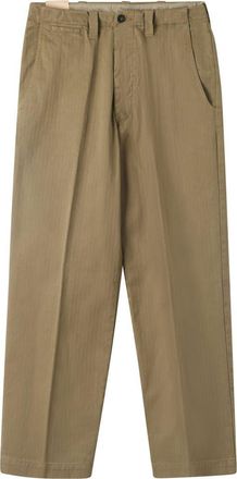 Fortela Thomas Herringbone Cotton Trousers in Olive at Nordstrom, Size 36 Eu