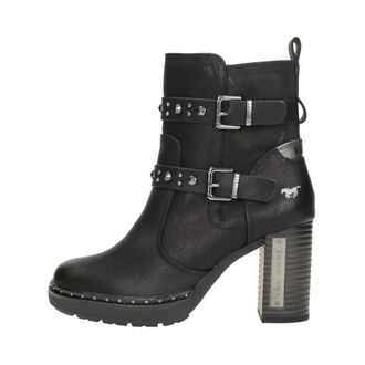 Mustang Enkellaarsjes Hak - Dames - Laarzen met Hak - Zwart - 36 EU - Leer - Schoenen