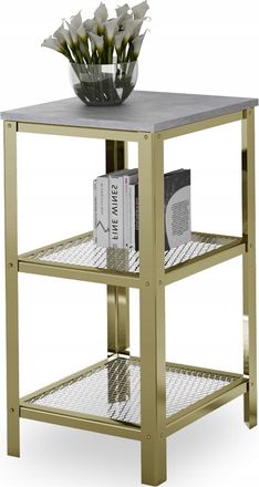 OEM Estanter&iacute;a Industrial De 3 Niveles Para Sala De Estar, Atornillada, 40x40x80 Cm, Color Oro Y Hormig&oacute;n Claro