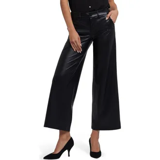 NYDJ Faux Leather Wide Leg Ankle Pants in Black at Nordstrom Rack, Size 12