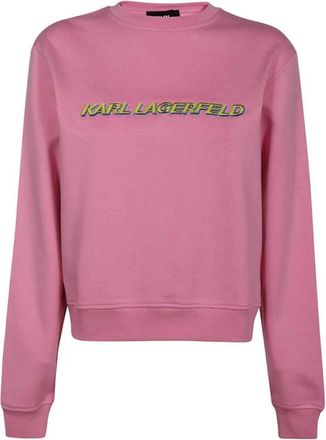 Karl Lagerfeld Sweatshirt met ronde hals - Dames - Sweatshirts - Roze - S - Katoen - Hoodies & sweatvesten