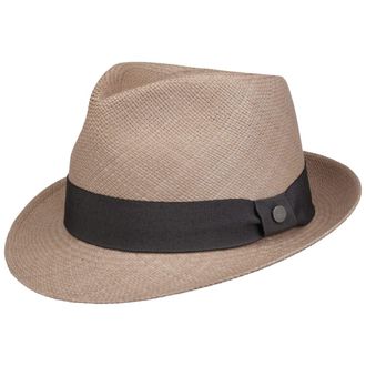 Lierys Tortilla Trilby Panama Hat by Men - Made in Ecuador Summer Straw Sun with Grosgrain Band Spring-Summer - S (55-56 cm) Light Brown