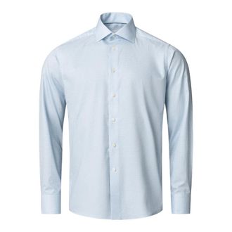 Eton Formal Shirts, male, Blue, Size: 5XL Geometric Print Signature Twill Shirt