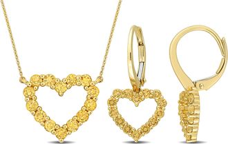 Mimi & Max 2ct TGW Citrine Open Heart Jewelry Set 10k Yellow Gold