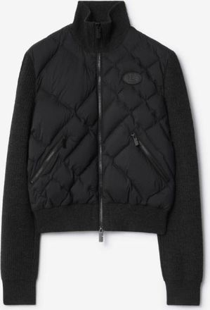 Burberry Check-stitch Nylon and Wool Jacket, Size Medium