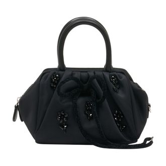 Simone Rocha Gathered Synthetic Top Handle Bag - Black
