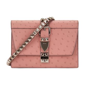 Prada Leren Schoudertas - Dames - Tassen - Roze - Maat: ONE Size Leer