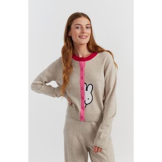 Chinti and Parker Miffy Peek-Placket Wool-Cashmere Sweater in Soft Oat at Nordstrom, Size X-Large