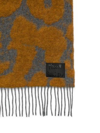 Paul Smith Leopard-Print Brushed Wool Scarf - Grey