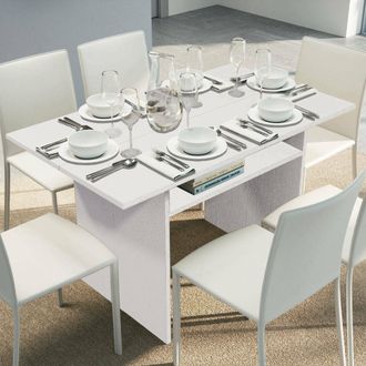 Dmora Mesa Extensible Lavanda, Mesa De Comedor Con Apertura De Libro, Consola Multiusos Extensible, 100% Made In Italy, Cm 120x70h75, Blanco, Con Embalaje R