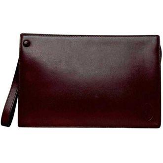 Cartier Bordeaux Wine Red Leather Clutch Bag (Pre-Owned)