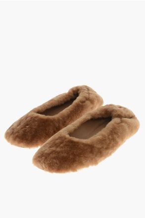 Dries Van Noten Shearling Ballet Flats with Leather Sole size 36