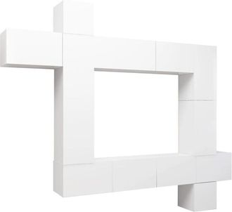 vidaXL Set De Mueble Para Tv De 9 Piezas Madera De Ingenier&iacute;a Blanco Vidaxl