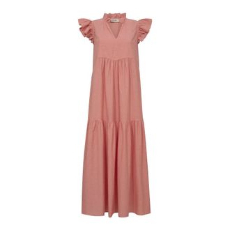 Mos Mosh Waldy Izha Dress - Dames - Maxi kleedjes - Oranje - M - Katoen - Kleedjes