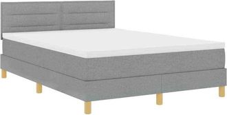 vidaXL Cama Box Spring Con Colch&oacute;n Gris Claro 140 X 200 Cm Tela Vidaxl