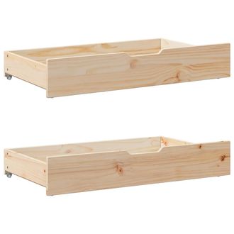 vidaXL Cajones Debajo De Cama Con Ruedas 2 Uds Madera Maciza De Pino Vidaxl