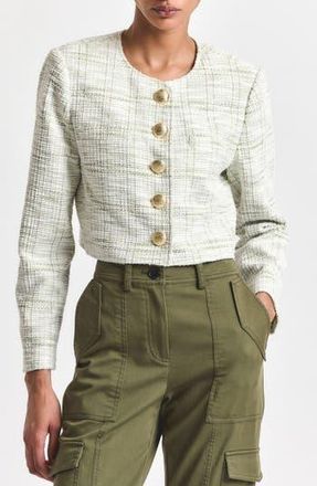 Derek Lam Juliette Crop Tweed Jacket in Soft Sage/White at Nordstrom Rack, Size 00