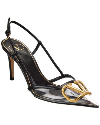 Valentino Vlogo 80 Vinyl & Leather Slingback Pump