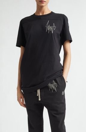 Moncler x Rick Owens Logo Embroidered T-Shirt in Black at Nordstrom, Size Xx-Small