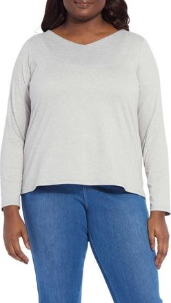 Lyss&eacute; ntial V-Neck Long Sleeve Top in Light Grey Melange at Nordstrom, Size 1 X
