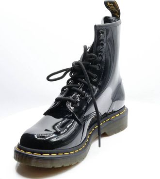 Dr. Martens Womens 1460 W Patent Leather Boots In Black