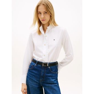 Tommy Hilfiger Shirt met lange mouwen en een kraag met ruches