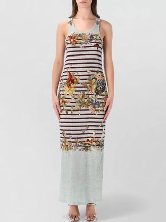 Jean Paul Gaultier cotton rib tank dress stripes floral maxi