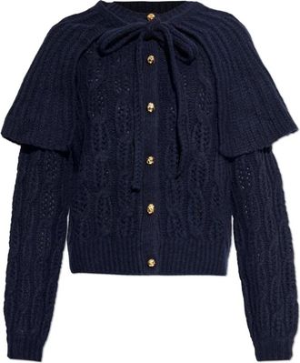 Frame Denim Cardigan met afneembare kraag - Dames - Vesten - Blauw - L - Leer - Truien & Vesten