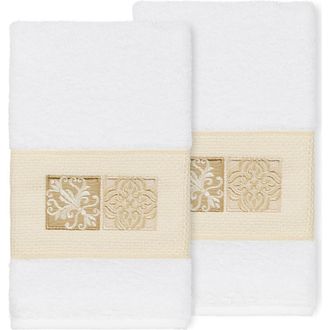 Linum Home Textiles Vivian Embellished Hand Towel - Set of 2 - White at Nordstrom Rack