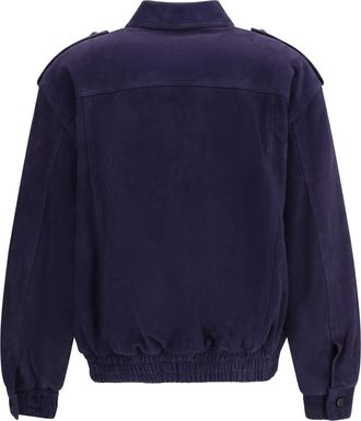 Blaz&eacute; Milano Suede Bomber Jacket - Navy