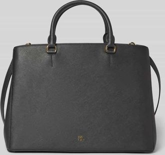 Lauren Ralph Lauren Lederhandtasche mit Label-Print Modell HANNA in Black, Größe 1