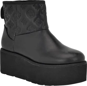 Guess Jilla Boots Womens Black Round Toe Platform Ankle Bootie LION80