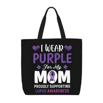 Generic Women Handbag Wear Purple For My Mom Lupus Awareness Womens Tote Bag Lightweight Girls Shopping Bags, For Daily, Work, Wedding, Gym, Graduation