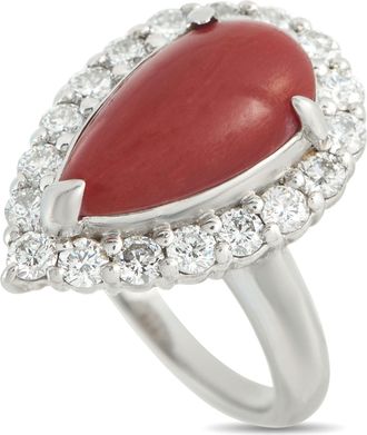 Luxury Bazaar Platinum 1.27ct Diamond and Coral Ring MF14-101625