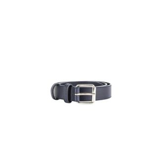 Comme Des Gar&ccedil;ons Belts, unisex, Blue, S, Navy Leather Belt with Silver Buckle