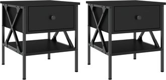 vidaXL Vidaxl - Mesitas De Noche 2 Uds Madera De Ingenier&iacute;a Negro 40x42x45 Cm