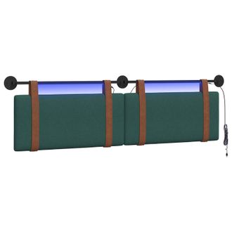vidaXL Cabecero Colgante Con Luz Led Verde Oscuro Pu Antiguo Vidaxl
