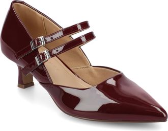 Journee Collection Womens Carnation Medium and Wide Width Kitten Heel Mary Jane Pumps
