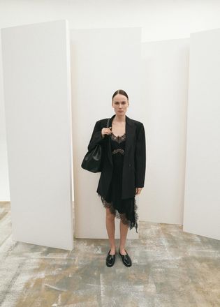 Mango Top sottoveste pizzo nero - Donna - S - MANGO