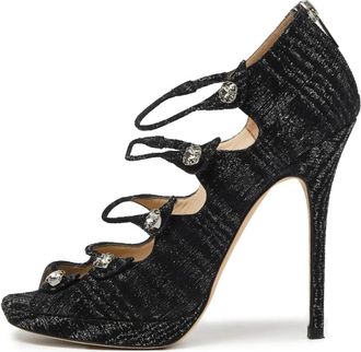 Jimmy Choo London 120mm lurex-embellished pumps - Black