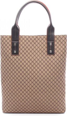 Celine Brown Leather Nylon Canvas Tote Bag (Pre-Owned)
