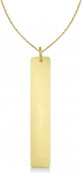 Allurez Name Plate Pendant Vertical Bar Necklace 14k Yellow Gold