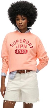 Superdry Hoodies & sweatvesten, Dames, Roze, M, Katoen, Embellished Varsity Loose Crew