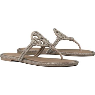Tory Burch Miller Knotted Pav&eacute; Thong Sandal in Dark Clay at Nordstrom, Size 10.5