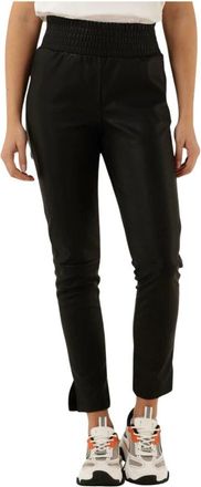 Notre-V Leren Broek Bobby - Dames - Slim Fit Broeken - Zwart - S - Broeken