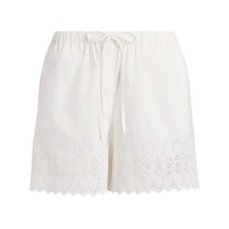 Ralph Lauren Short Shorts, female, White, Size: M Eyelet Embroidered Scalloped Hem Shorts